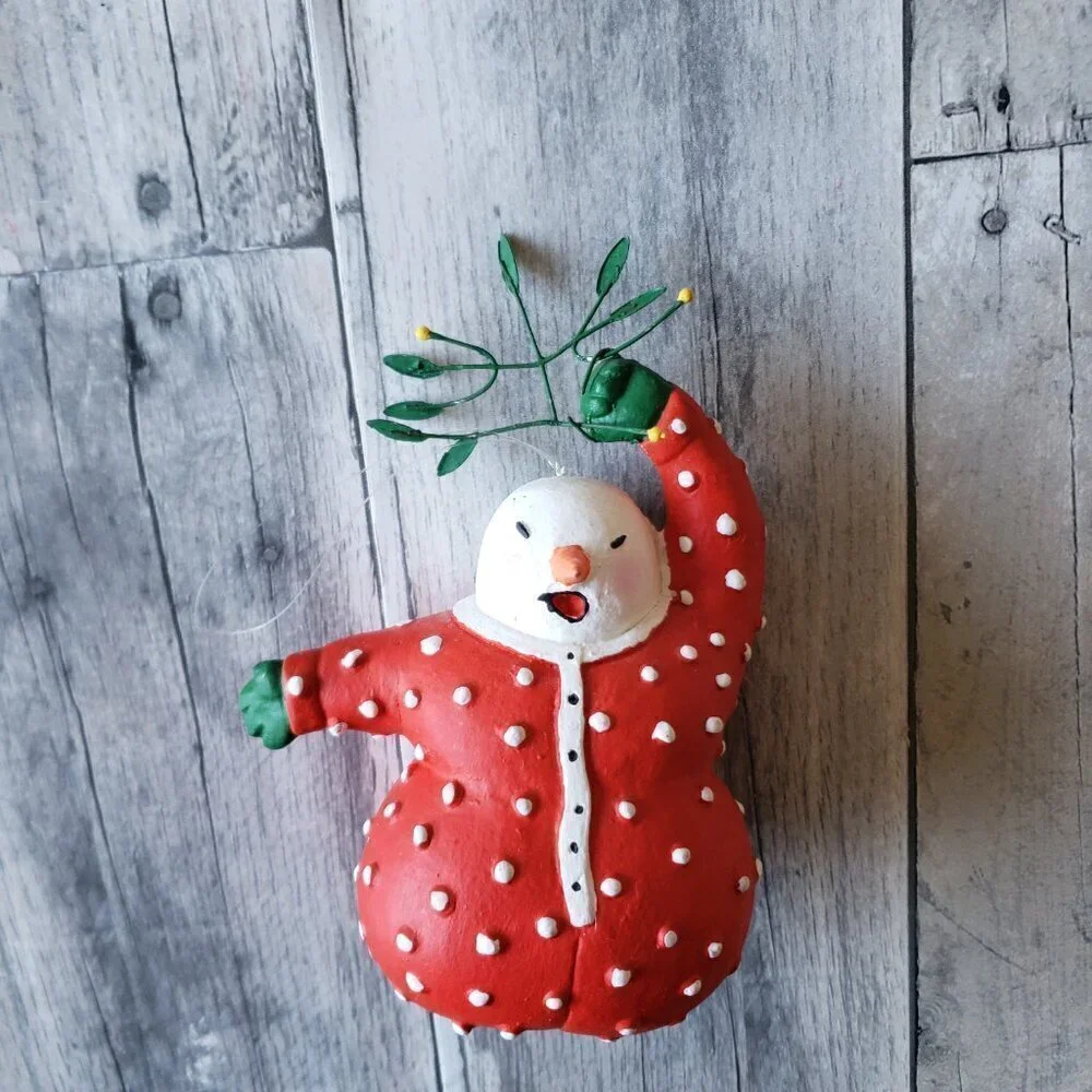 Department 56 Snowman Christmas Ornaments Santa, Mistletoe and Downhill Skier